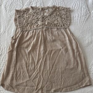 Mine Tan Lace Accent Women's Blouse